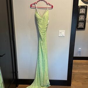 Primavera Couture Lime Sequin Dress